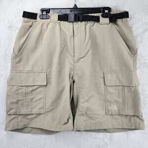 The North Face Paramount Peak Shorts Mens L Khaki Nylon Belted Outdoor Hiking